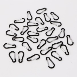 50pcs Spring Snap Hook Aluminum Carabiner Buckle Pack Mini Keychain Clip Lightweight D Shape Key Chain Clip Hook for Outdoor Camping Hiking Fishing Traveling, Black