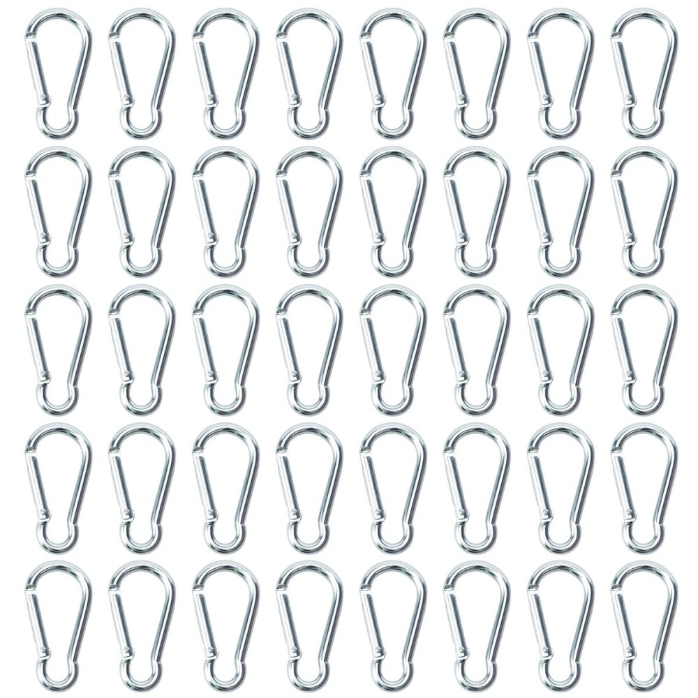 50pcs Small Carabiner Clips Mini Aluminum Carabiner Clip Keychain Bulk Hook Pack Carabeaner D Shape Hook Keychain for Home Hiking, Silver