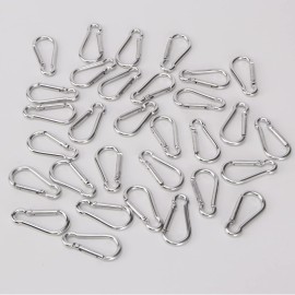50pcs Small Carabiner Clips Mini Aluminum Carabiner Clip Keychain Bulk Hook Pack Carabeaner D Shape Hook Keychain for Home Hiking, Silver
