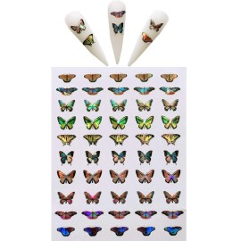 NAIL ANGEL 9sheets Nail Art Adhesive Sticker Sheets Different Laser Color Butterfly Shapes Nail Art Decoration 10215 NAIL ANGEL 9sheets Nail Art Adhesive Sticker Sheets Different Laser Color Butterfly Shapes Nail Art Decoration 10215
