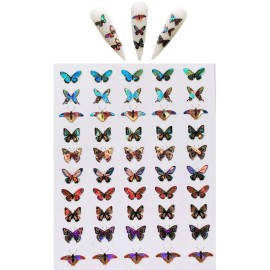 NAIL ANGEL 9sheets Nail Art Adhesive Sticker Sheets Different Laser Color Butterfly Shapes Nail Art Decoration 10215 NAIL ANGEL 9sheets Nail Art Adhesive Sticker Sheets Different Laser Color Butterfly Shapes Nail Art Decoration 10215