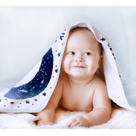 Yoothy Moon Baby Monthly Milestone Blanket - Boy & Girl, Soft Plush Photo Prop, Wreath & 12 Stickers, Large 51\'\'x40\'\'