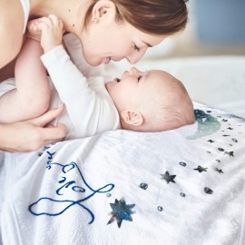 Yoothy Moon Baby Monthly Milestone Blanket - Boy & Girl, Soft Plush Photo Prop, Wreath & 12 Stickers, Large 51\'\'x40\'\'