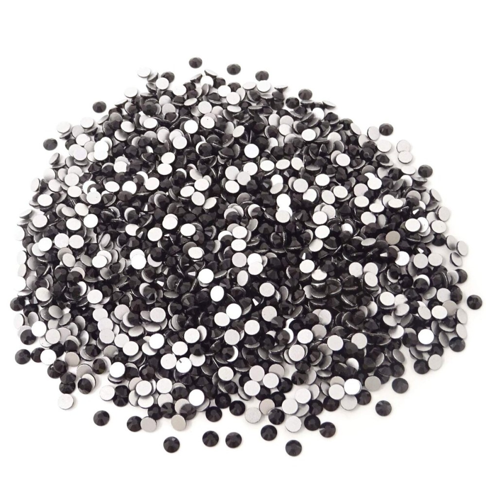 Honbay 1440pcs 5 mm ss20 Sparkly Round Flatback Rhinestones Crystals, Non-Self-Adhesive (Black)