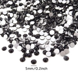 Honbay 1440pcs 5 mm ss20 Sparkly Round Flatback Rhinestones Crystals, Non-Self-Adhesive (Black)
