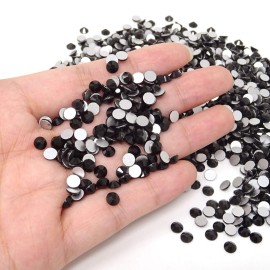 Honbay 1440pcs 5 mm ss20 Sparkly Round Flatback Rhinestones Crystals, Non-Self-Adhesive (Black)