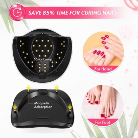 Haomaomao UV LED Nail Lamp, UV Gel Nail Light 120W Nail Dryer4 Timers Auto Sensor 42 Light Beads Fast Curing UV Led Nail Lamp for Gel Polish Nail Polish Dryer