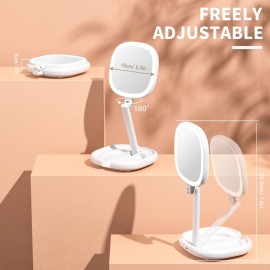 Beautifive 6.3\'\' Makeup Mirror with Magnification, 1X/8X Magnifying Vanity Mirror with 3 Light Modes, Rechargeable Double-Sided LED Lighted Mirror, Adjustable Height & Folding Stand Mirror for Women Beautifive 6.3\'\' Makeup Mirror with Magnification, 1X/8X Magnifying Vanity Mirror with 3 Light Modes, Rechargeable Double-Sided LED Lighted Mirror, Adjustable Height & Folding Stand Mirror for Women