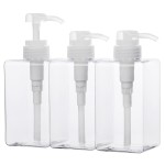 Suream 450ml/15oz Shampoo and Conditioner Dispenser, 3Pack Clear Empty Pump Bottles Reusable Refillable for Shower Gel, Conditioner, Lotion, Massa