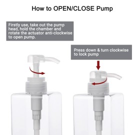 Suream 450ml/15oz Shampoo and Conditioner Dispenser, 3Pack Clear Empty Pump Bottles Reusable Refillable for Shower Gel, Conditioner, Lotion, Massa