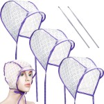20 Pieces Hair Highlight Cap Kit Disposable Highlight Tipping Cap Salon Hair Coloring Dyeing Hair Cap with 2 Pieces Metal Hooks for Salon and Home Use Hair Highlighting Coloring Supplies (Purple)