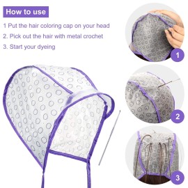 20 Pieces Hair Highlight Cap Kit Disposable Highlight Tipping Cap Salon Hair Coloring Dyeing Hair Cap with 2 Pieces Metal Hooks for Salon and Home Use Hair Highlighting Coloring Supplies (Purple) 20 Pieces Hair Highlight Cap Kit Disposable Highlight Tipping Cap Salon Hair Coloring Dyeing Hair Cap with 2 Pieces Metal Hooks for Salon and Home Use Hair Highlighting Coloring Supplies (Purple)