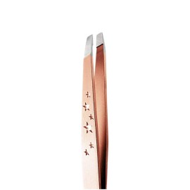 Rubis Classic 6-Star Stainless Steel Slanted Tweezers for Precise Eyebrows and Hair Removal, 1K103CTRED, Red Gold, The Gold Collection,Rubis Switzerland Swiss Made World Renowned Precision