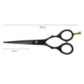 G4 J2 Japanese Steel Barber Hair Cutting Scissors Shears Tempered Stainless Razor Sharp Mustache Haircut Hairdresser (6 inch, Black)