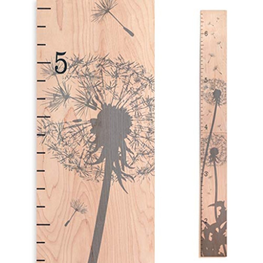 Headwaters Studio Wooden Growth Chart for Wall - Wood Height Chart for Kids, Child Height Wall Chart Wood, Growth Chart for Kids, Kid Height Wall Chart, Height Measurement-Dandelion-Natural-63 x 6.7