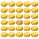 1 oz / 30ml Screw Top Aluminum Tin Jar with Screw Lid and Blank Labels (Gold - Pack of 32)