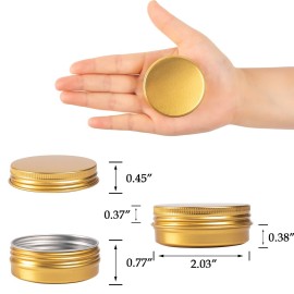1 oz / 30ml Screw Top Aluminum Tin Jar with Screw Lid and Blank Labels (Gold - Pack of 32)