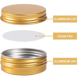 1 oz / 30ml Screw Top Aluminum Tin Jar with Screw Lid and Blank Labels (Gold - Pack of 32)