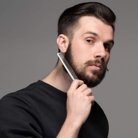 5 Pieces Metal Hair Combs Set for Men Women Silver Stainless Steel Cutting Hairdressing Rat Tail Combs Teasing Pintail Barber Hair Styling Grooming Detangler Stylist