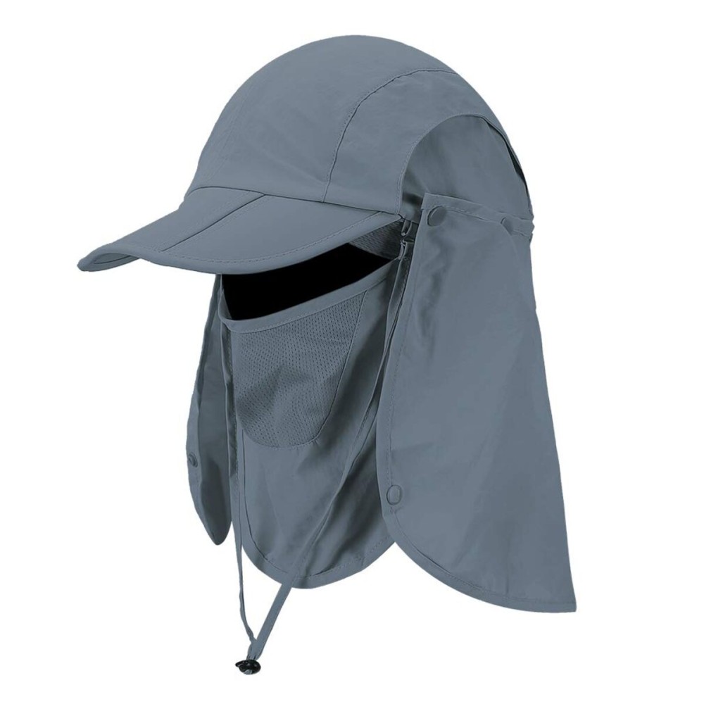 CRISTGEE Foldable Sun Cap, Fishing Hats, UPF 50+ Protection Caps with Face Mask Neck Flap Dark Gray CRISTGEE Foldable Sun Cap, Fishing Hats, UPF 50+ Protection Caps with Face Mask Neck Flap Dark Gray