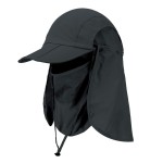Cristgee Foldable Sun Cap, Fishing Hats, UPF 50+ Protection Caps with Face Mask Neck Flap Black