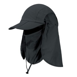Cristgee Foldable Sun Cap, Fishing Hats, UPF 50+ Protection Caps with Face Mask Neck Flap Black