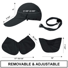 Cristgee Foldable Sun Cap, Fishing Hats, UPF 50+ Protection Caps with Face Mask Neck Flap Black Cristgee Foldable Sun Cap, Fishing Hats, UPF 50+ Protection Caps with Face Mask Neck Flap Black