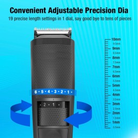 PRITECH Electric Hair Clipper Cordless Beard Trimmer for Men Professional Barber Clippers, Hair Clipper with Comb Attachment and 20 Adjustable Settings, Washable Black