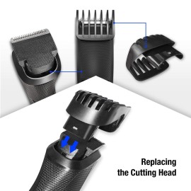 PRITECH Electric Hair Clipper Cordless Beard Trimmer for Men Professional Barber Clippers, Hair Clipper with Comb Attachment and 20 Adjustable Settings, Washable Black