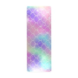 ZOEO Rainbow Galaxy Mermaid Scales Yoga Towel Non Slip Thick Kids Eco Friendly Rubber Workout Foldable Yoga Mat Women Exercise A001