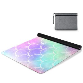 ZOEO Rainbow Galaxy Mermaid Scales Yoga Towel Non Slip Thick Kids Eco Friendly Rubber Workout Foldable Yoga Mat Women Exercise A001