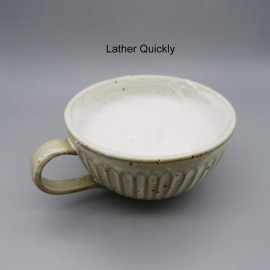 Bicrops Ceramic Retro Shaving Bowl, Wide Mouth, Large Capacity Shaving Mug, Easier To Lather (Off-white)