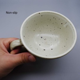 Bicrops Ceramic Retro Shaving Bowl, Wide Mouth, Large Capacity Shaving Mug, Easier To Lather (Off-white)