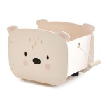 Tender Leaf Toys - Pull Along Bear Cart for Kids - Wooden Cart with Wheels for Moving Play Toys Books for Kids 3 Years+