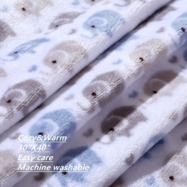 CREVENT 30X40 Cute Lightweight Silky Cozy Warm Baby Blanket for Boys Infant Toddler Newborn Unisex Crib Cot Stroller, Baby Shower, Summer Spring - Blue Elephant