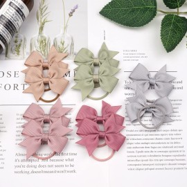 50PCS 2Inch Hair Bows Ties Baby Girls Kids Children Rubber Bands Grosgrain Ribbon Hair Bows Elastic Hair Ties Bands Ponytail Holders Hair Accessories Multi-colored
