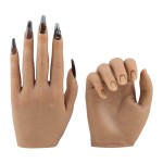 Nail Hand Practice Silicone Female Mannequin Life Size Hand as Sketch Nail Practice Hands Jewelry Ring Glove Watch Display with Nail 18cm (1 Pair, Light brown)