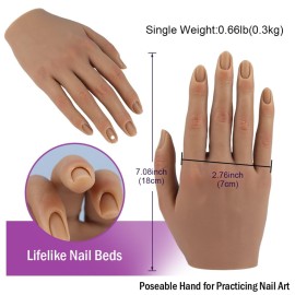 Nail Hand Practice Silicone Female Mannequin Life Size Hand as Sketch Nail Practice Hands Jewelry Ring Glove Watch Display with Nail 18cm (1 Pair, Light brown) Nail Hand Practice Silicone Female Mannequin Life Size Hand as Sketch Nail Practice Hands Jewelry Ring Glove Watch Display with Nail 18cm (1 Pair, Light brown)