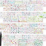 Blulu 44 Sheets 2000 Pcs Nail Stickers Adhesive Leaf Flower Butterfly 3D Nail Decals Stickers with Tweezers for Women DIY Decorations(Summer Themed Series)
