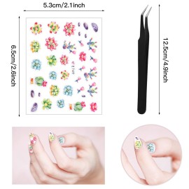Blulu 44 Sheets 2000 Pcs Nail Stickers Adhesive Leaf Flower Butterfly 3D Nail Decals Stickers with Tweezers for Women DIY Decorations(Summer Themed Series) Blulu 44 Sheets 2000 Pcs Nail Stickers Adhesive Leaf Flower Butterfly 3D Nail Decals Stickers with Tweezers for Women DIY Decorations(Summer Themed Series)