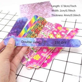 Honbay 20PCS Double Sided Nail Files Emory Boards for Home and Professional Salon Use (150/150 Grit) - Random Color