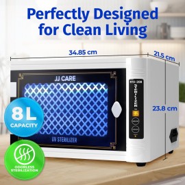 JJ CARE UV Sanitizer Cabinet - 8L Capacity, LED Timer, 99% UV Killing Efficiency, Professional UV Sanitizing Cabinet for Salon, Spa, Office, and Home Use JJ CARE UV Sanitizer Cabinet - 8L Capacity, LED Timer, 99% UV Killing Efficiency, Professional UV Sanitizing Cabinet for Salon, Spa, Office, and Home Use