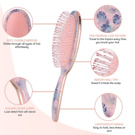 FRAMAR Pink Hair Brush Detangler, Detangling Hairbrush For Women, Wet Hair Brush For Girls, Hair Detangler Brush, Wet Hairbrush, Hairbrushes, Girls Hairbrush Detangler, Reduces Frizz - Floral