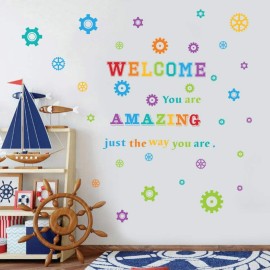 IARTTOP Colorful Inspirational Quote Wall Decal Welcome Back to School Wall Sticker Classroom Welcome Decals Motivational Saying Stickers You are Amazing Just The Way You are Clasroom Wall Decor