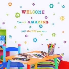 IARTTOP Colorful Inspirational Quote Wall Decal Welcome Back to School Wall Sticker Classroom Welcome Decals Motivational Saying Stickers You are Amazing Just The Way You are Clasroom Wall Decor