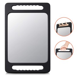 TASALON Unbreakable Hand Mirror with Double Handle - Large Handheld Barber Mirror for Hair and beauty Salon - Durable Hand Held Mirrors for barbershop - Lightweight Haircut Mirror with Double Handgrip TASALON Unbreakable Hand Mirror with Double Handle - Large Handheld Barber Mirror for Hair and beauty Salon - Durable Hand Held Mirrors for barbershop - Lightweight Haircut Mirror with Double Handgrip
