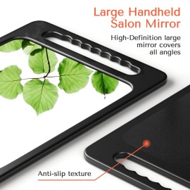 TASALON Unbreakable Hand Mirror with Double Handle - Large Handheld Barber Mirror for Hair and beauty Salon - Durable Hand Held Mirrors for barbershop - Lightweight Haircut Mirror with Double Handgrip TASALON Unbreakable Hand Mirror with Double Handle - Large Handheld Barber Mirror for Hair and beauty Salon - Durable Hand Held Mirrors for barbershop - Lightweight Haircut Mirror with Double Handgrip
