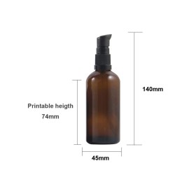 UPSTORE 2Pcs (100ml/ 3.4oz) Amber Glass Empty Pump Press Bottles with Cap Refillable Portable Bottle Vial Case Makeup Pot Jar Travel Sub Bottling for Lotion Essence Emulsion Essence Serum Shampoo
