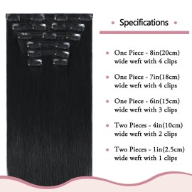 HUAYI Black Clip-in Hair Extensions - Real Human Hair, 20 Inch, 120g, Jet Black, Full Head, 7pcs HUAYI Black Clip-in Hair Extensions - Real Human Hair, 20 Inch, 120g, Jet Black, Full Head, 7pcs