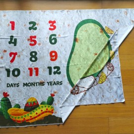 Burrito Baby Month Milestone Blanket for Photo Taken - Avocado Age Blanket 1 * 1.2 Meter